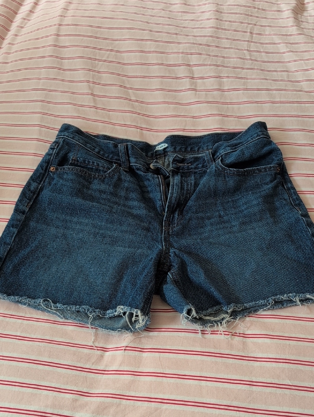 Old Navy Dark Blue Frayed Denim Shorts 5" Inseam